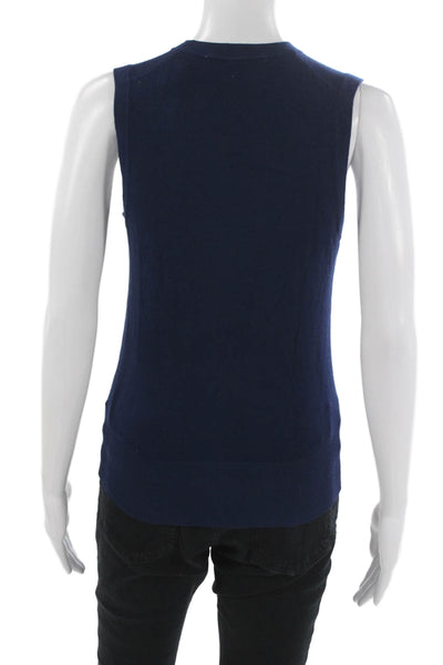Zara Women Blue Crew Neck Sleeveless Sweater Vest Polyester Blend Size S