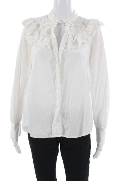 Derek Lam 10 Crosby Womens White Cotton Collared Long Sleeve Blouse Size 4