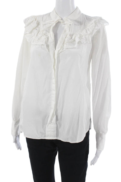 Derek Lam 10 Crosby Womens White Cotton Collared Long Sleeve Blouse Size 4