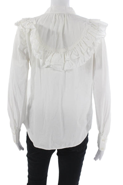 Derek Lam 10 Crosby Womens White Cotton Collared Long Sleeve Blouse Size 4
