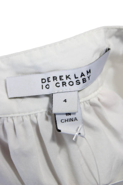 Derek Lam 10 Crosby Womens White Cotton Collared Long Sleeve Blouse Size 4