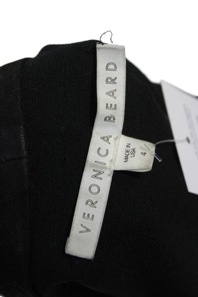 Veronica Beard Womens Black Leather Basic Jacket Button Closure Size 4