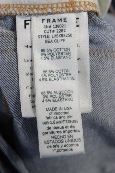 Frame Denim Women Skinny Jeans Blue Button Mid Rise Cotton Blend Size 27
