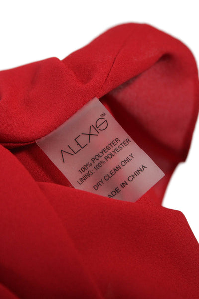 Alexis Women Shift Dress Red Floral High Neck Long Sleeve Button Size S