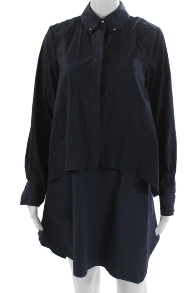 Derek Lam 10 Crosby Women Blue Cotton Shirt Dress Long Sleeve Size 4