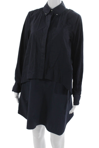 Derek Lam 10 Crosby Women Blue Cotton Shirt Dress Long Sleeve Size 4