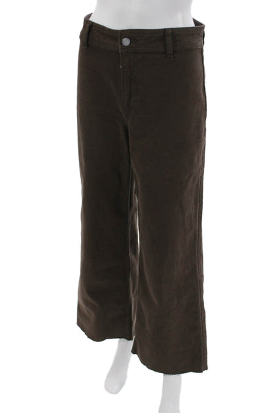 MNG Women Cropped High Rise Brown Button Pants Size 6