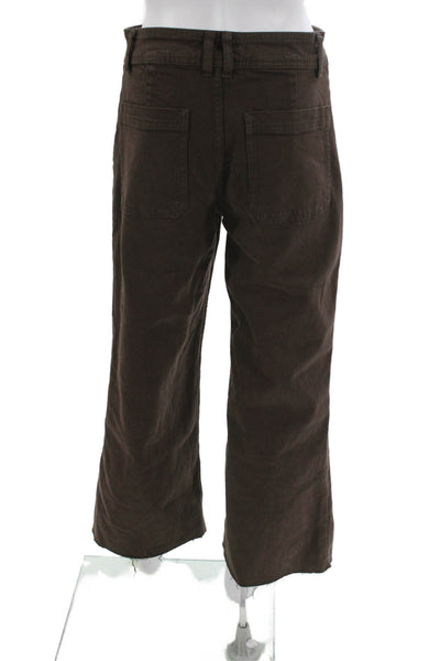 MNG Women Cropped High Rise Brown Button Pants Size 6