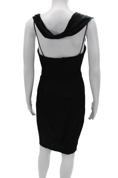 Angel Sanchez Women Sheath Black Viscose Sq Neck Sleeveless Short Size 6