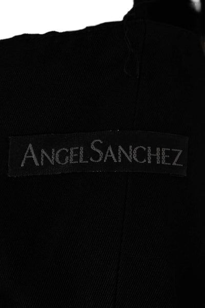 Angel Sanchez Women Sheath Black Viscose Sq Neck Sleeveless Short Size 6