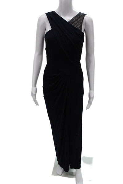 Cut25 Womens Maxi Dress One Shoulder Blue Rayon Zip Sleeveless Size XS