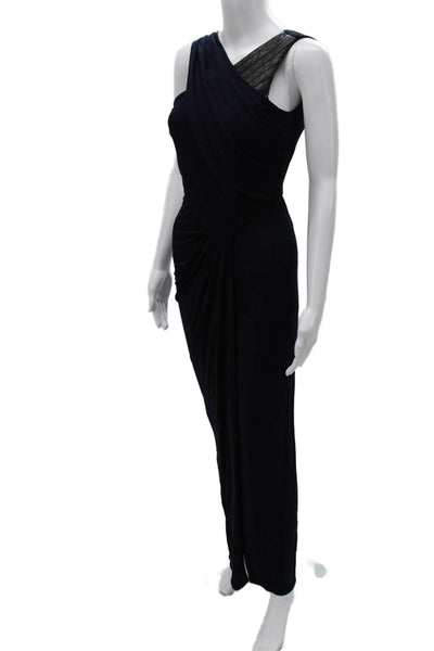 Cut25 Womens Maxi Dress One Shoulder Blue Rayon Zip Sleeveless Size XS