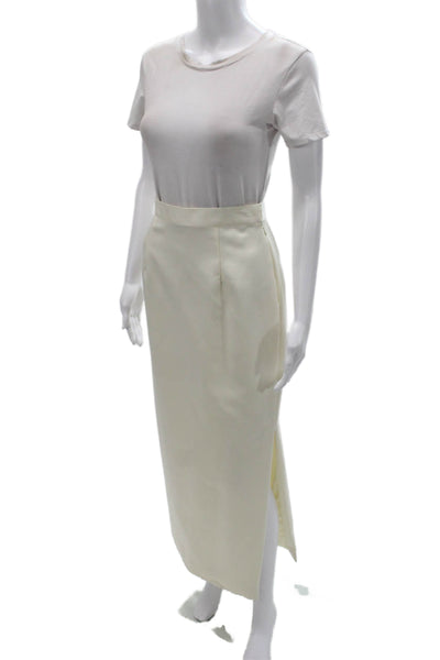 Neiman Marcus Womens Ivory Long Straight Pencil Skirt Polyester Zip Size 4
