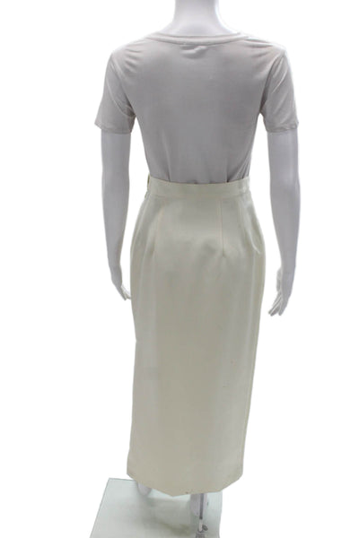 Neiman Marcus Womens Ivory Long Straight Pencil Skirt Polyester Zip Size 4