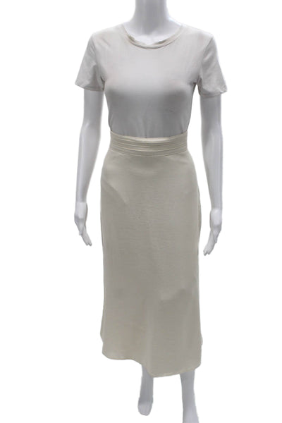 Oscar The Collection Women Beige Acetate Straight Pencil Long Skirt Size 12