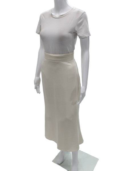 Oscar The Collection Women Beige Acetate Straight Pencil Long Skirt Size 12