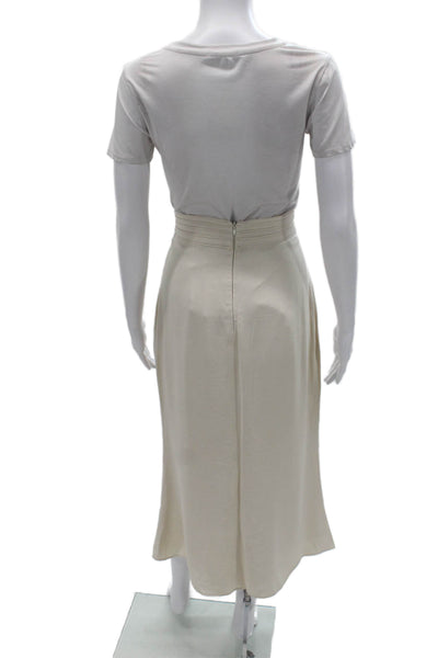 Oscar The Collection Women Beige Acetate Straight Pencil Long Skirt Size 12
