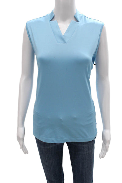 Tail Women Basic Collared Sleeveless Polo Top Blue Polyester Size XL