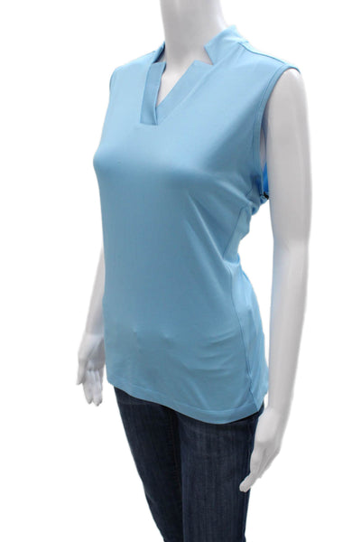 Tail Women Basic Collared Sleeveless Polo Top Blue Polyester Size XL
