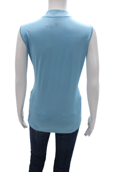 Tail Women Basic Collared Sleeveless Polo Top Blue Polyester Size XL