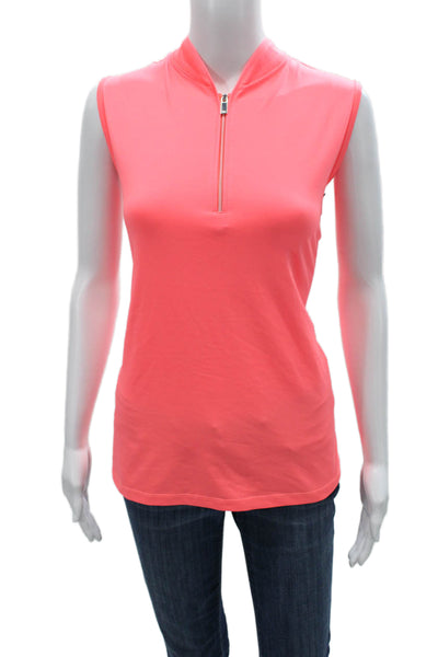 Tail Womens Pink Sleeveless Mock Neck Polo Top Zip Polyester Spring Size XL