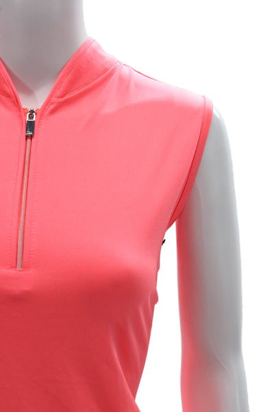 Tail Womens Pink Sleeveless Mock Neck Polo Top Zip Polyester Spring Size XL
