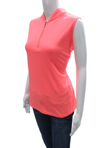 Tail Womens Pink Sleeveless Mock Neck Polo Top Zip Polyester Spring Size XL