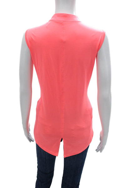 Tail Womens Pink Sleeveless Mock Neck Polo Top Zip Polyester Spring Size XL