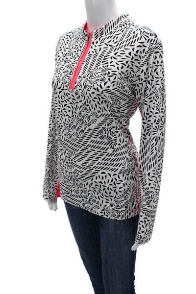 Tail Womens White Geometric Mock Neck Zip Pullover Casual Size XL Tall