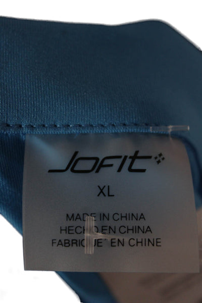 JoFit Women Sleeveless Collared Basic Polo Top Blue Zip Polyester Size XL