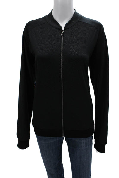 Tail Women Bomber Jacket Black Geometric Zip Long Sleeve Size XL