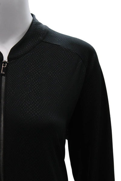Tail Women Bomber Jacket Black Geometric Zip Long Sleeve Size XL