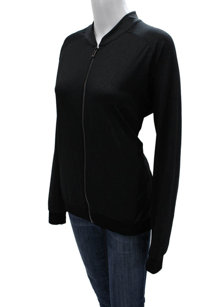 Tail Women Bomber Jacket Black Geometric Zip Long Sleeve Size XL