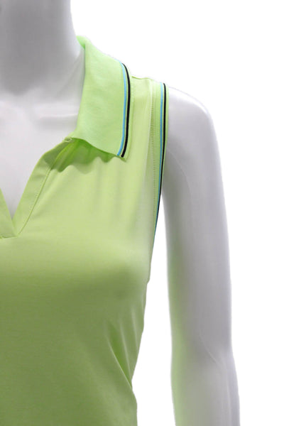JoFit Women Sleeveless Collared Polo Top Green Polyester Solid Size XL