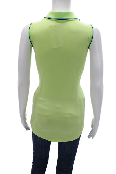 JoFit Women Sleeveless Collared Polo Top Green Polyester Solid Size XL