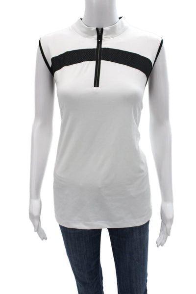 Tail Womens Basic Sleeveless Mock Neck Zip Polyester Tank White Size XL