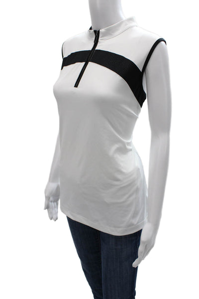 Tail Womens Basic Sleeveless Mock Neck Zip Polyester Tank White Size XL