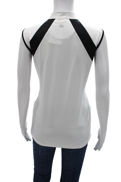 Tail Womens Basic Sleeveless Mock Neck Zip Polyester Tank White Size XL