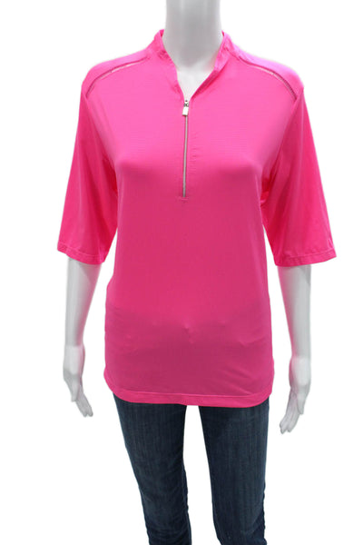 Tail Womens Pink Basic Polo Collared Polyester Zip 3/4 Sleeve Size XL