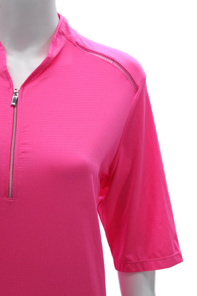 Tail Womens Pink Basic Polo Collared Polyester Zip 3/4 Sleeve Size XL