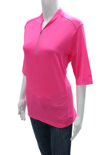Tail Womens Pink Basic Polo Collared Polyester Zip 3/4 Sleeve Size XL