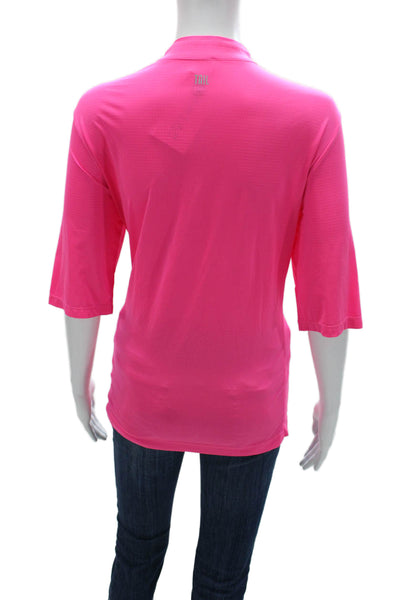 Tail Womens Pink Basic Polo Collared Polyester Zip 3/4 Sleeve Size XL