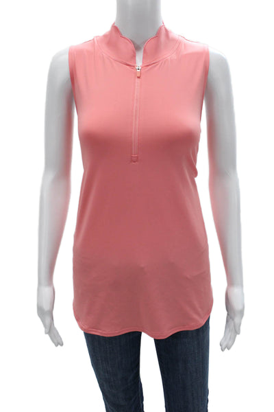 JoFit Womens Basic Sleeveless High Neck Tank Pink Polyester Zip Solid Size XL