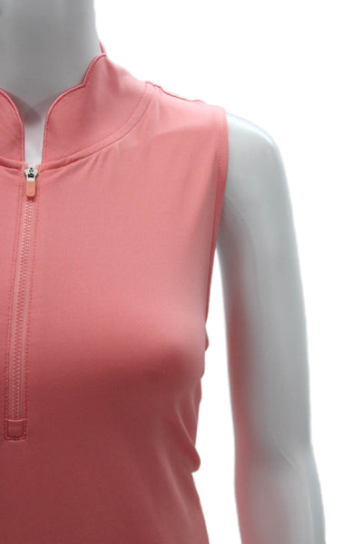 JoFit Womens Basic Sleeveless High Neck Tank Pink Polyester Zip Solid Size XL