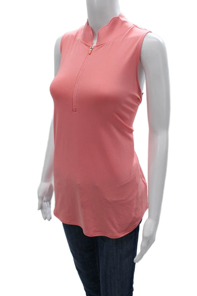JoFit Womens Basic Sleeveless High Neck Tank Pink Polyester Zip Solid Size XL