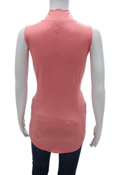JoFit Womens Basic Sleeveless High Neck Tank Pink Polyester Zip Solid Size XL