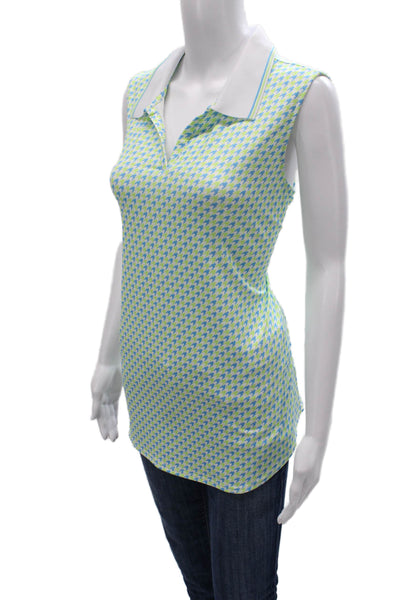 JoFit Women Sleeveless Houndstooth Collared Polo Top Multicolor Size XL