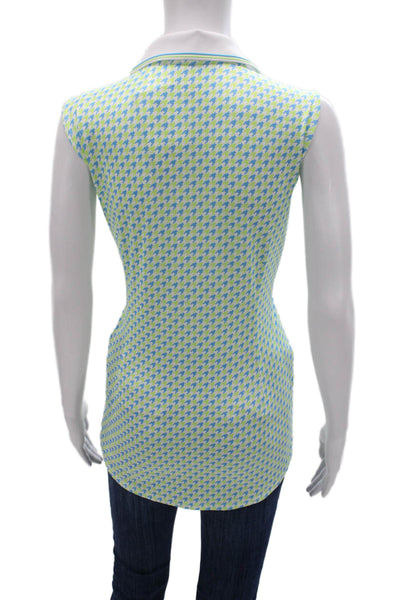 JoFit Women Sleeveless Houndstooth Collared Polo Top Multicolor Size XL