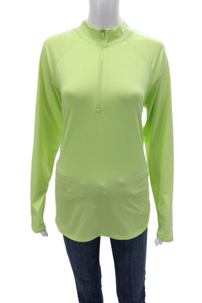 JoFit Womens Pullover Mock Neck Long Sleeve Zip Polyester Blend Green Size XL
