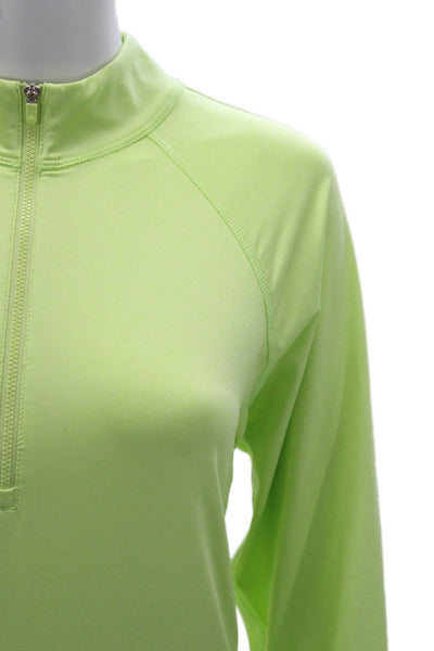 JoFit Womens Pullover Mock Neck Long Sleeve Zip Polyester Blend Green Size XL